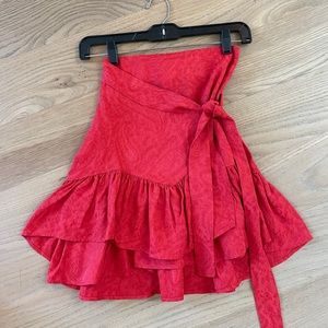 Maje Red Wrap Mini Skirt